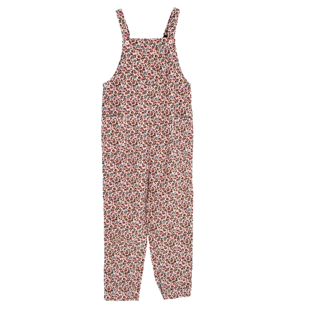 Mini Boden Size 7-8Y Pink Floral Corduroy Overalls School Cottagecore Scandi